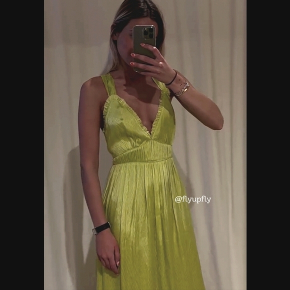 Zara Satin Effect Dress Lime size XS and M - Picture 11 of 16